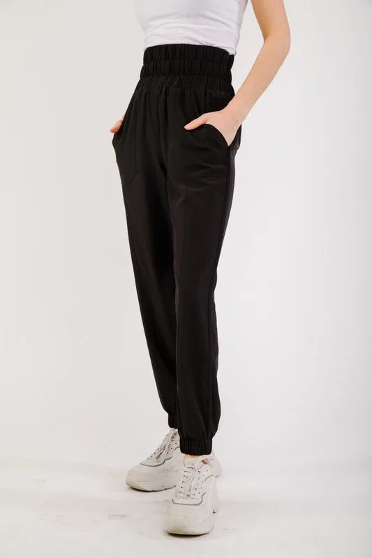 black elasticized high waisted jogger