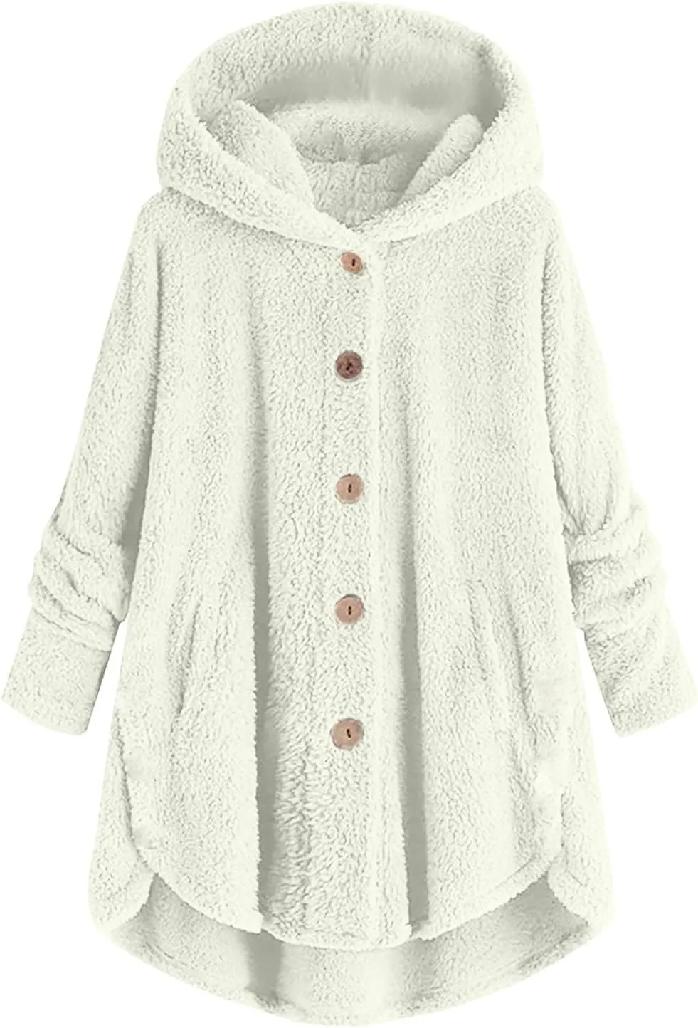 Button Down Cloak Jackets for Women Long Sleeve Fall Hoodies Fuzzy Flannel Jacket Coats Side Slit High Low Outerwears