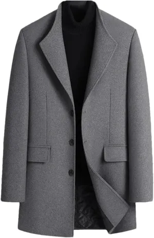Haitpant Winter Heavy Wool Trench Coat Mens Cashmere Coat Slim Fit Lapel Woolen Peacoat Windbreaker