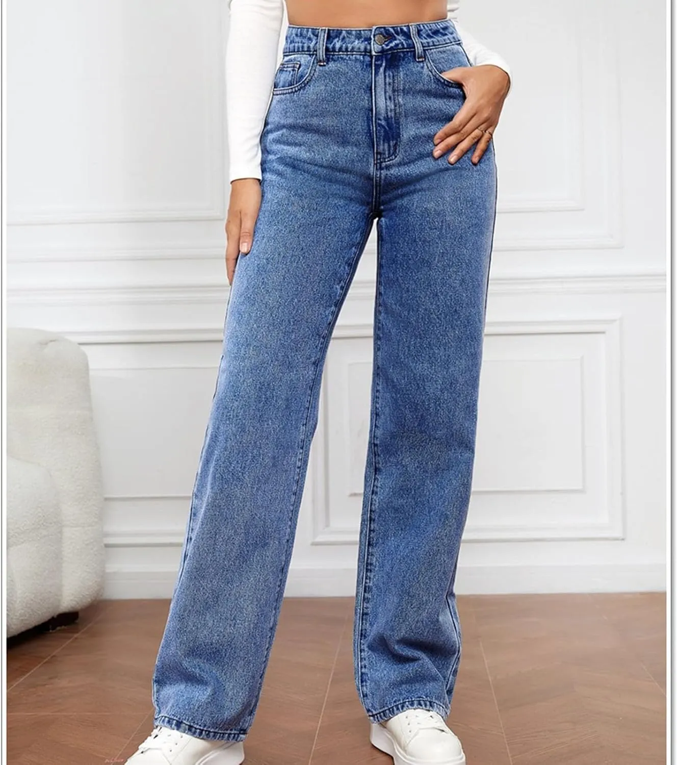High Waisted Wide Leg Jeans for Women Stretch Denim Pants Casual Pants Trousers Comfy Jean Pants Loose Work Pants