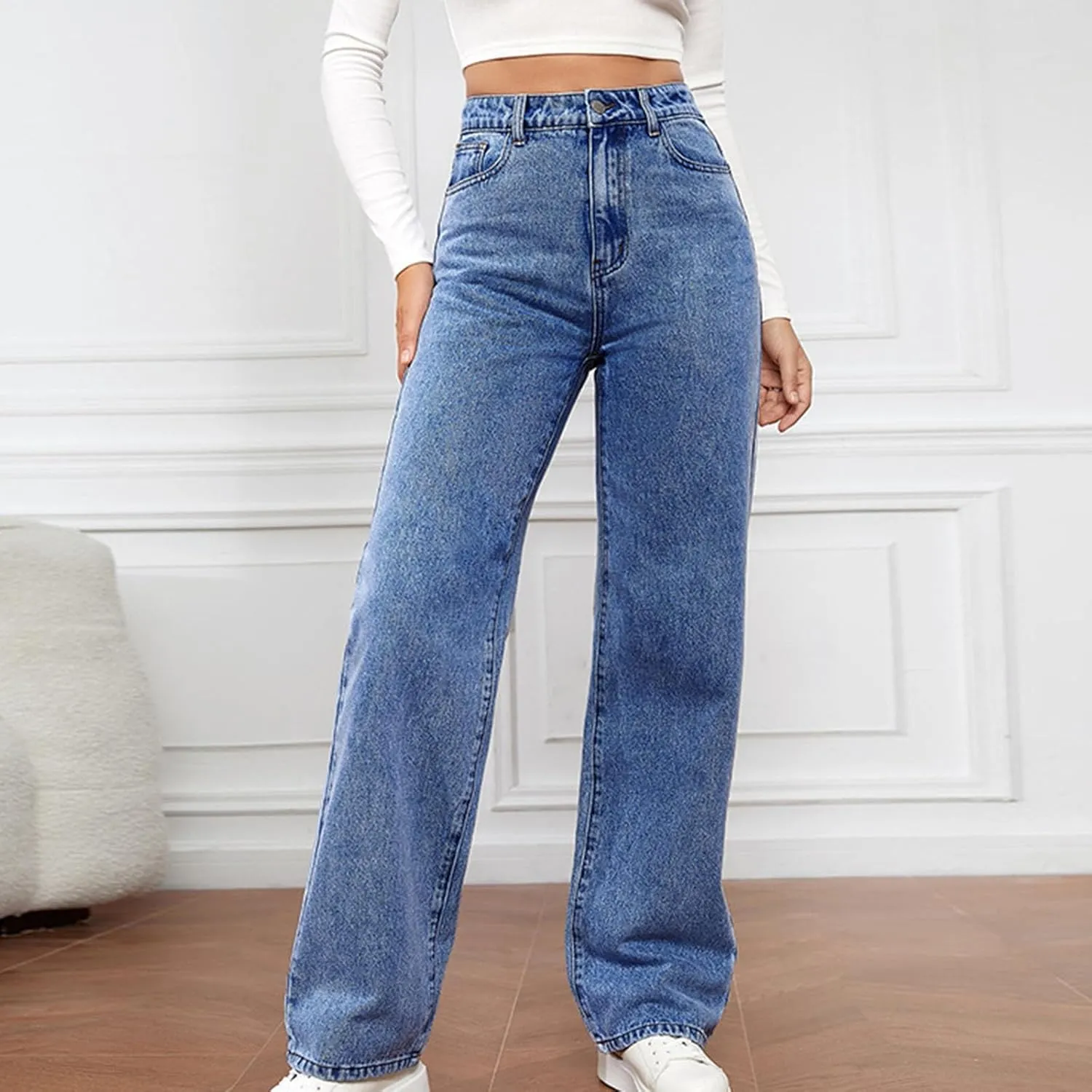 High Waisted Wide Leg Jeans for Women Stretch Denim Pants Casual Pants Trousers Comfy Jean Pants Loose Work Pants