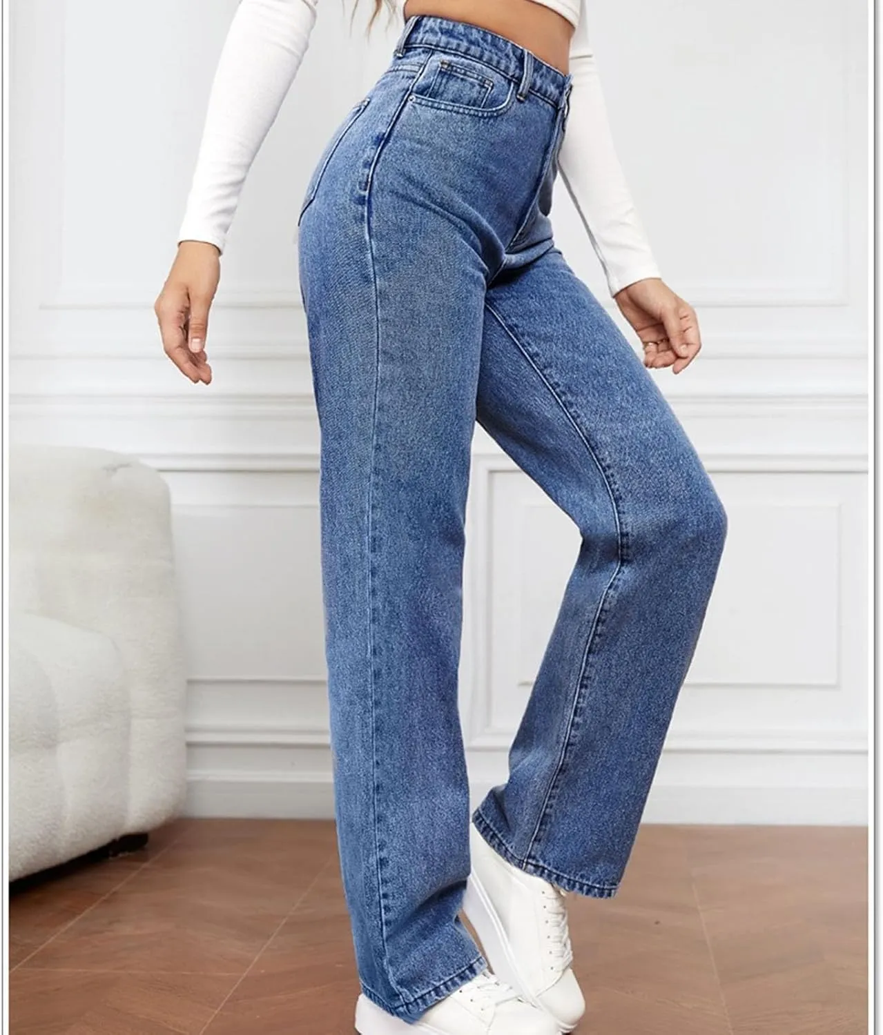 High Waisted Wide Leg Jeans for Women Stretch Denim Pants Casual Pants Trousers Comfy Jean Pants Loose Work Pants