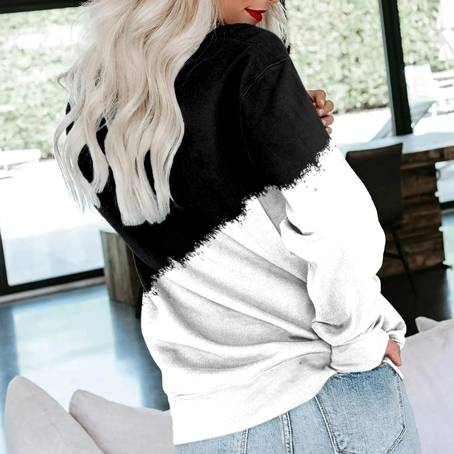 LCMTWX Womens Long Sleeve Pullover Tops Long Sleeve Top Cute Pullover Loose Version Pullover Sweater Casual Pullover Top