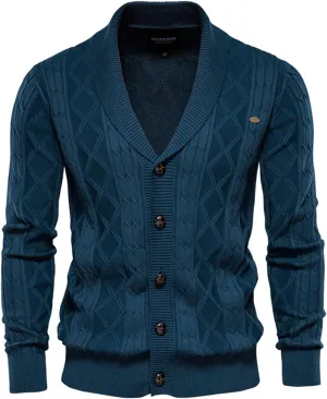 Men's Cardigan Sweaters V-Neck Button Down Sweaters Long Sleeve Cable Knited Coat Thicken Warm Fashion Coat Tops