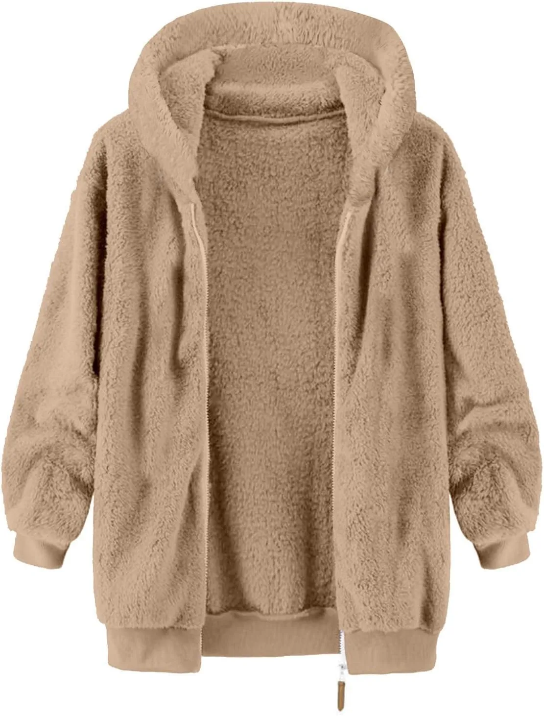 Men's Sherpa Lined Jacket Warm Double-Sided Fleece Coat Zip Up Hooded Thick Jacket Fall Winter Casual Soft Outerwear
