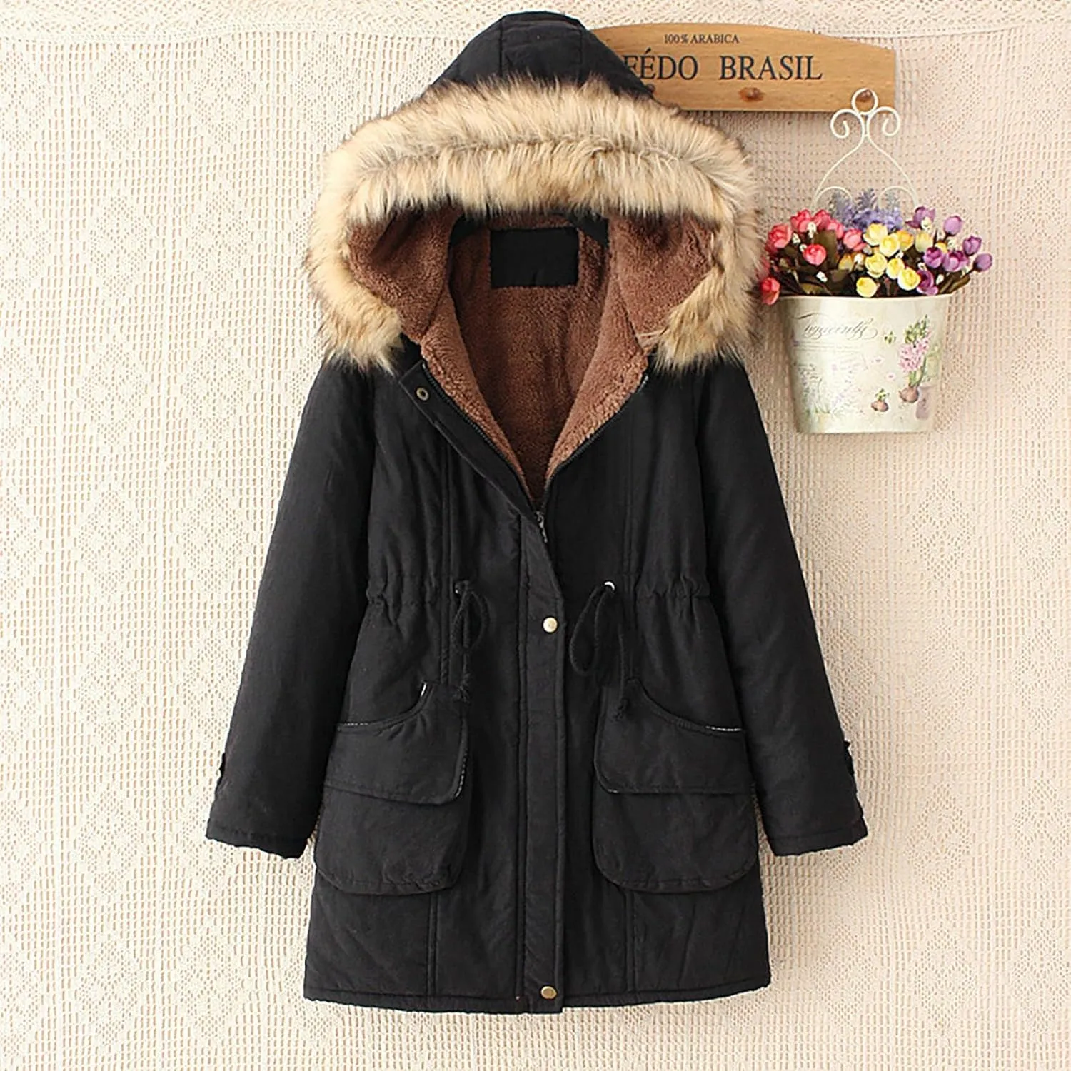 Winter Coats for Women Fashion Warm Quilted Jacket Casual Slim Hooded Long Sleeve Drawstring Padded Coat 2024 Outfits