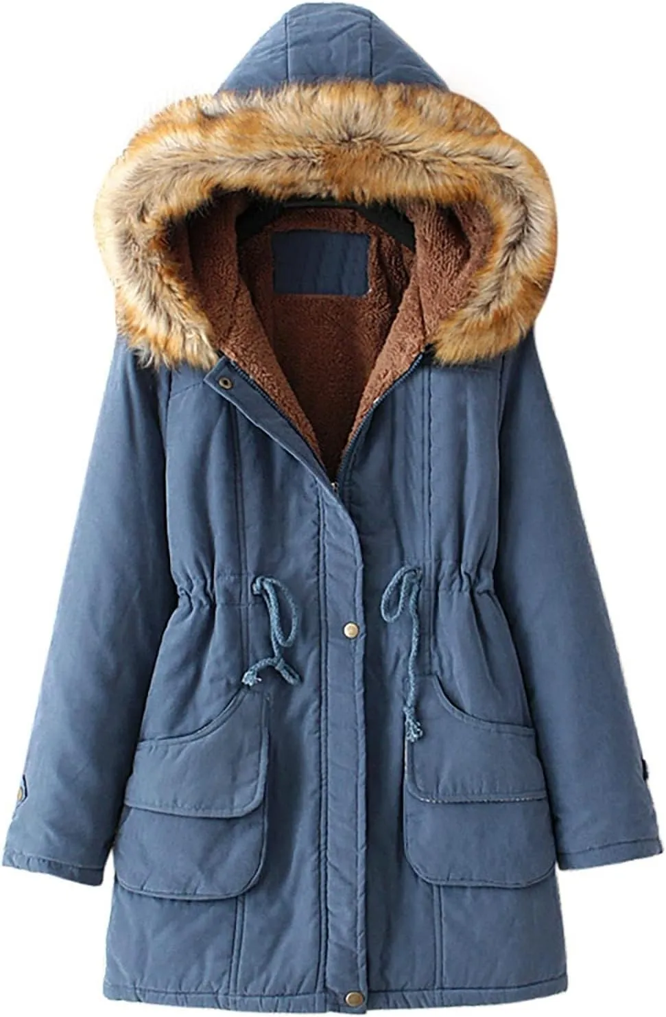 Winter Jackets for Women Hooded Plus Velvet Corduroy Coat Ladies Winter Coat Thickened Mid Length Warm Jacket