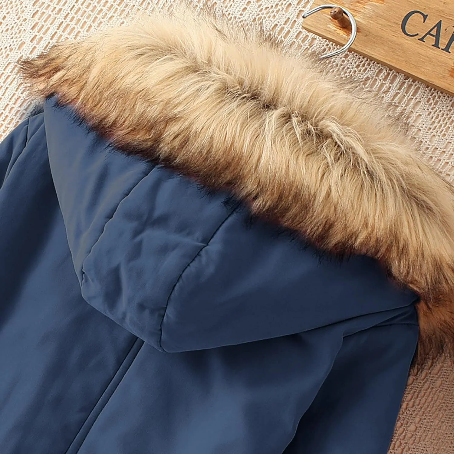 Winter Jackets for Women Hooded Plus Velvet Corduroy Coat Ladies Winter Coat Thickened Mid Length Warm Jacket
