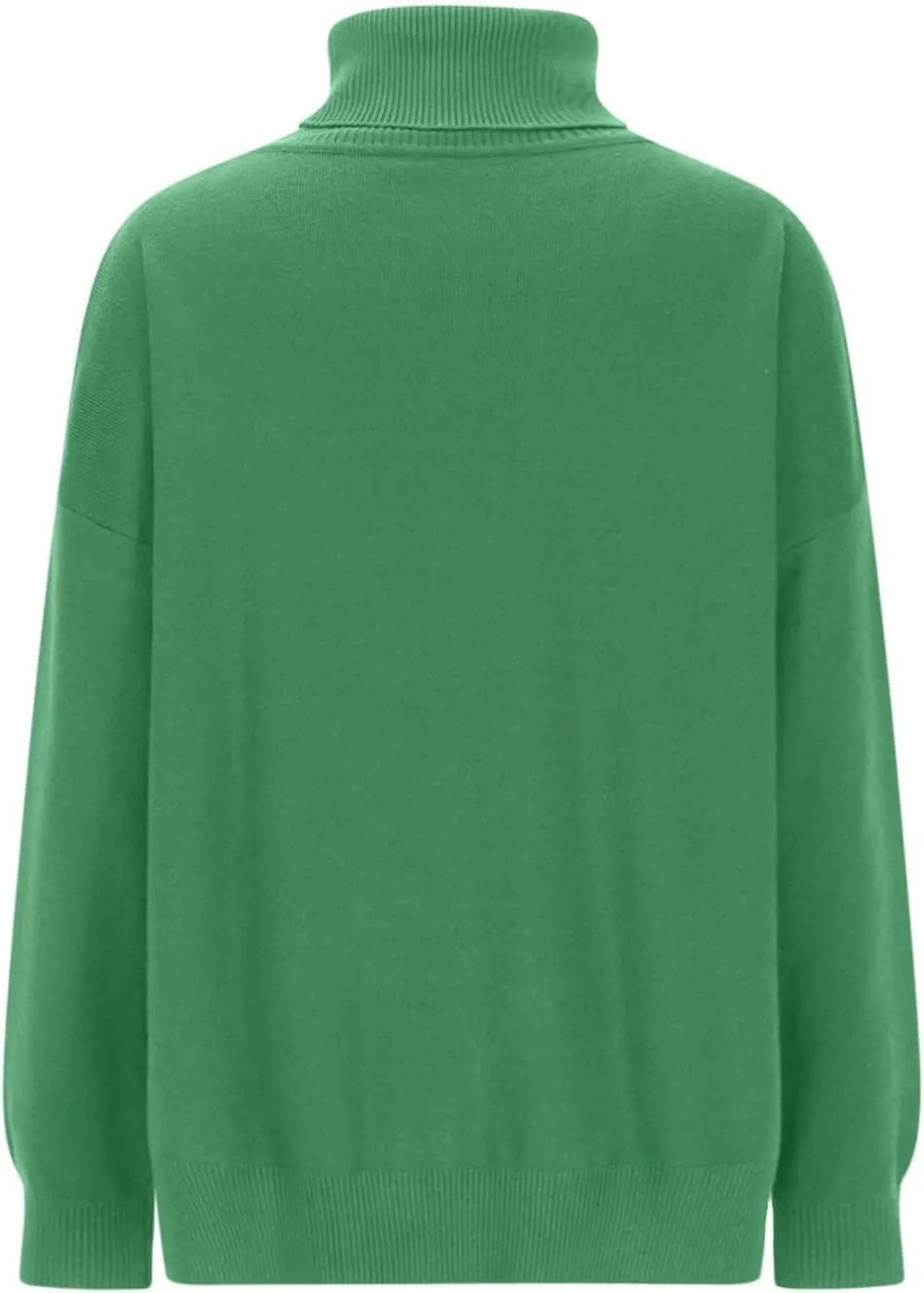 Women Turtleneck Knitted Sweater Long Sleeve Oversized Drop Shoulder Tunic Sweater Side Slit Solid Warm Sweater Top