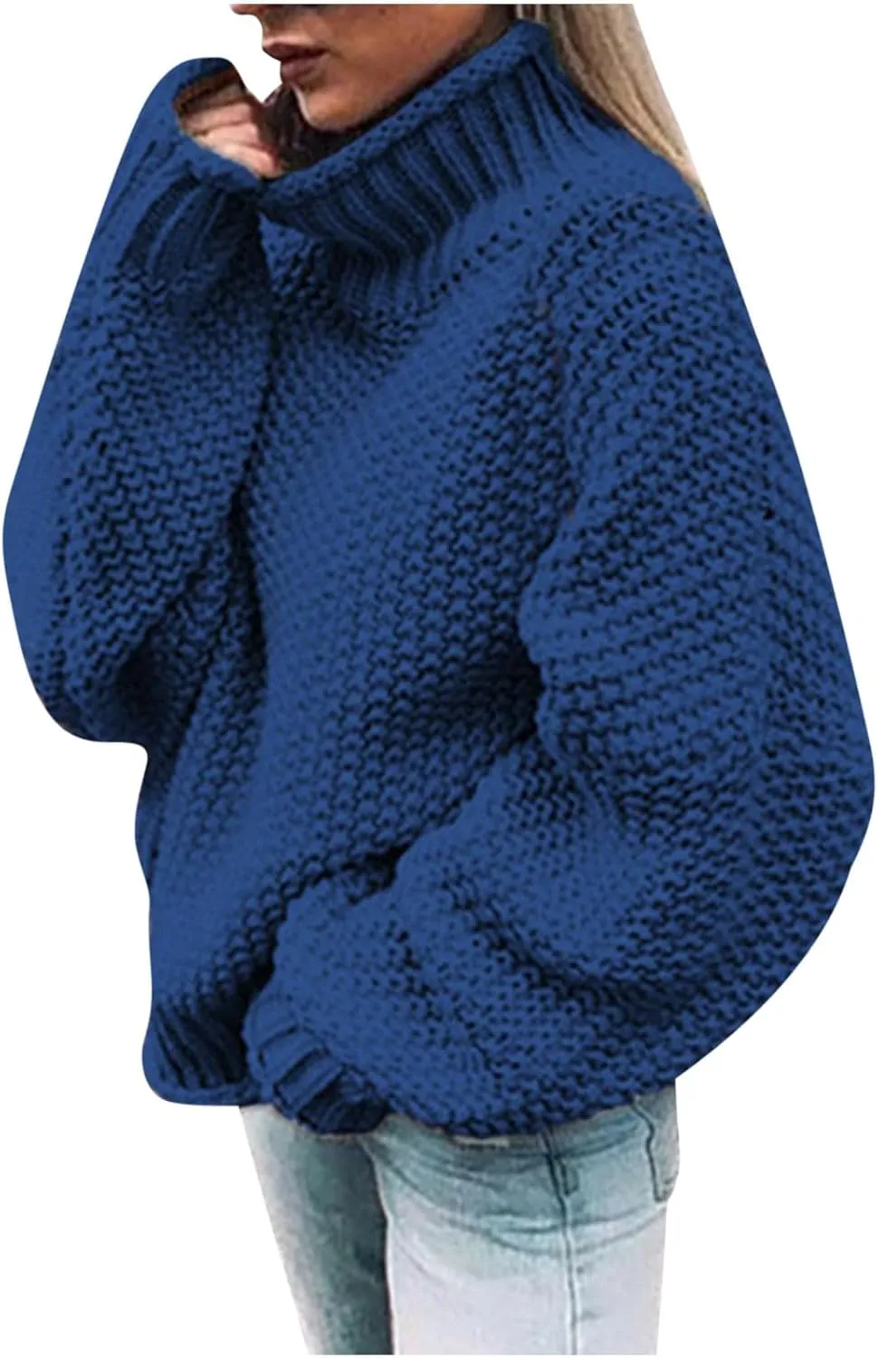 Women's 2025 Turtleneck Balloon Sleeve Sweater Trendy Oversized Chunky Knitted Pullover Knitwear Knitted Jumper Tops