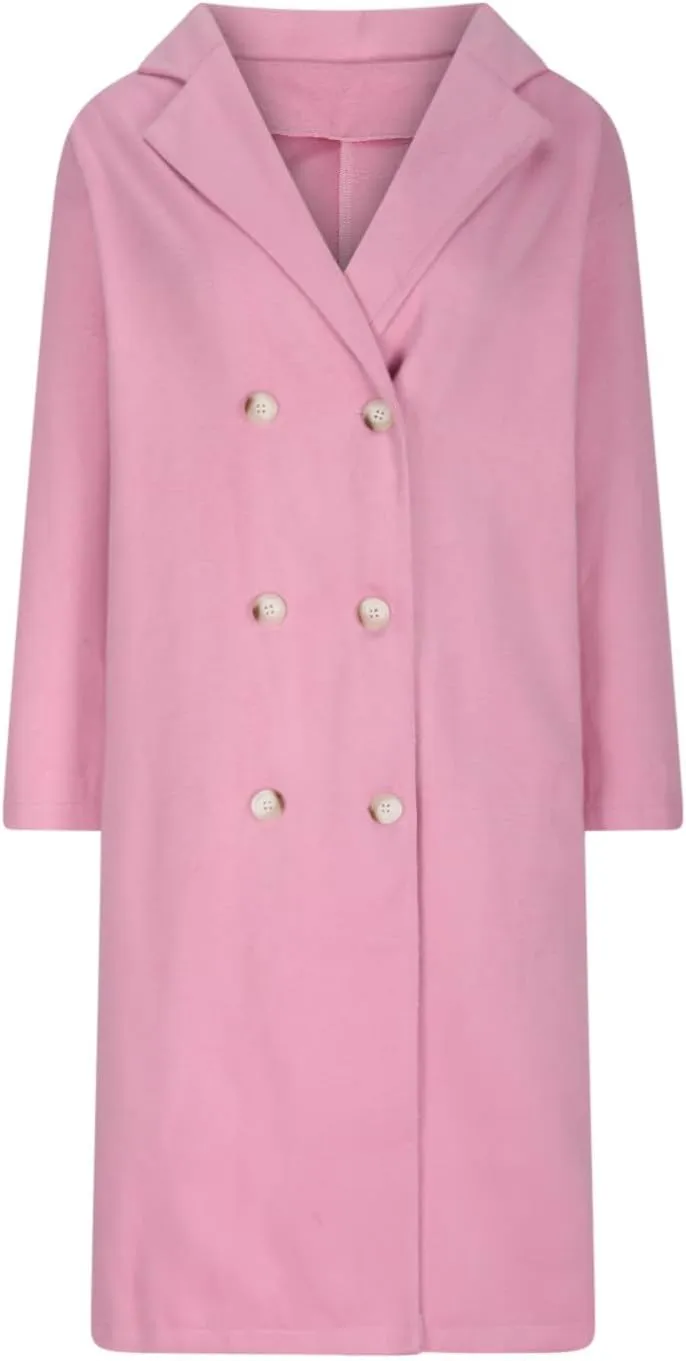 Women's Double Breasted Long Coats Plus Size Notch Lapel Peacoats Casual Open Front Overcoat Winter Trench Coats