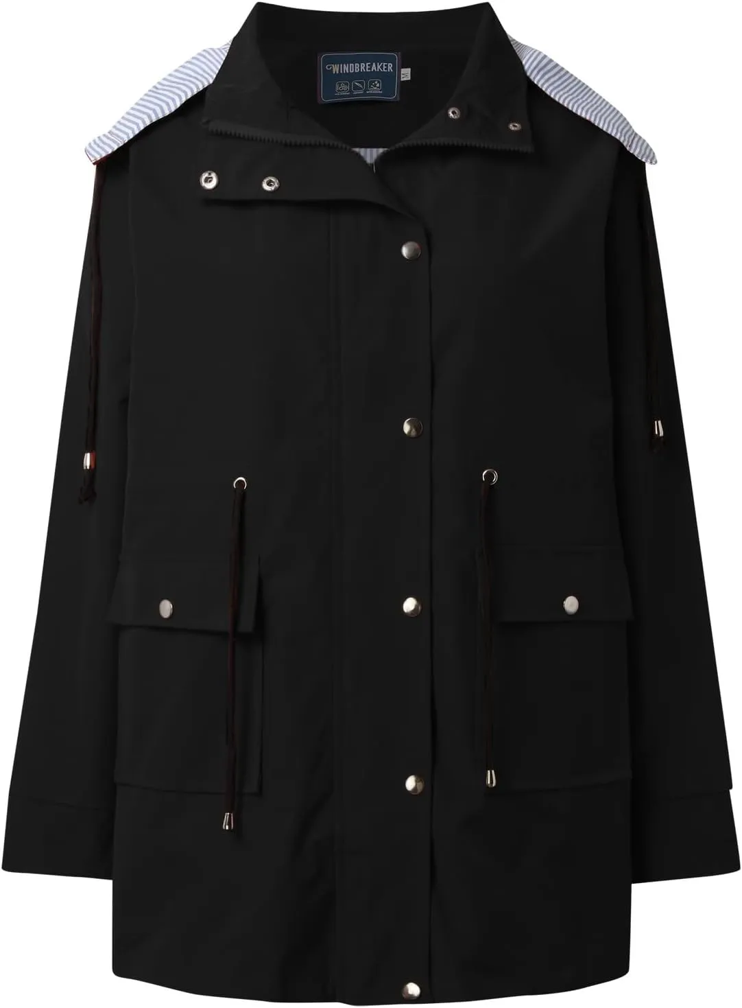 Women'S Windbreaker Gothic Punk Collar Pea Coat Winter Coat Women'S Long Fleece Pea Jacket Slim Hooded Dress Coat