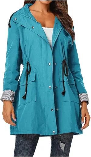 Women'S Windbreaker Gothic Punk Collar Pea Coat Winter Coat Women'S Long Fleece Pea Jacket Slim Hooded Dress Coat