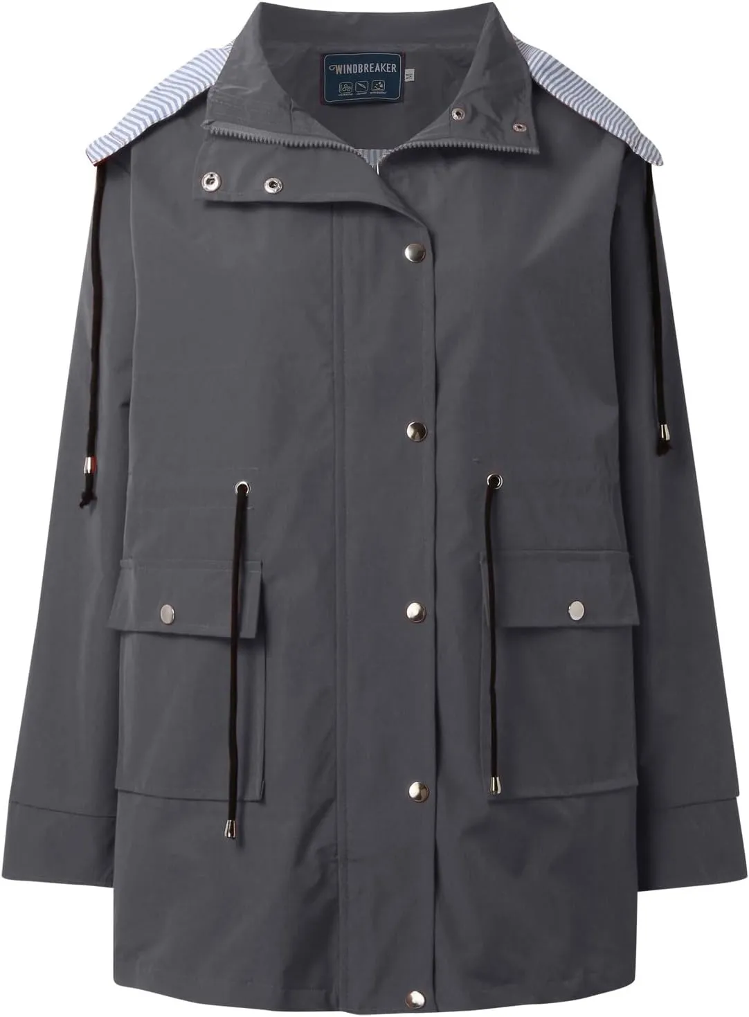 Women'S Windbreaker Gothic Punk Collar Pea Coat Winter Coat Women'S Long Fleece Pea Jacket Slim Hooded Dress Coat